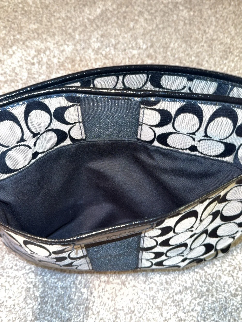 Coach Gray and Black Signature Jacquard Crossbody Bag